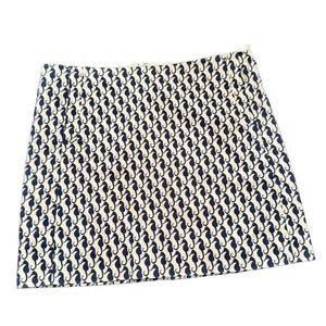 j‎ crew factory blue and white nautical sea horse skirt size 8